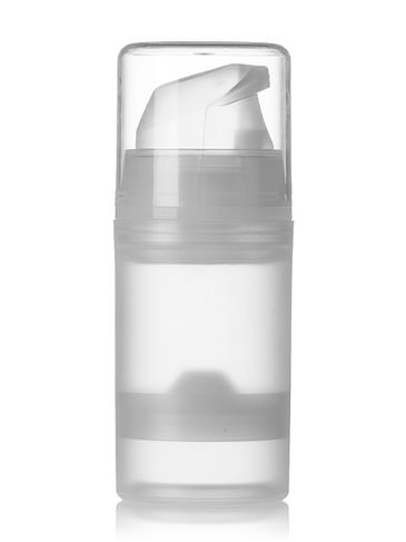 15 mL natural fingertip airless pump system with clear overcap (.4 mL output)