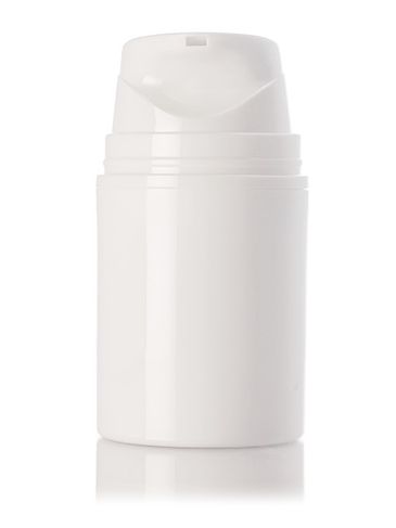 50 mL white PP plastic container with white PP plastic airless pump and white overcap (unassembled)