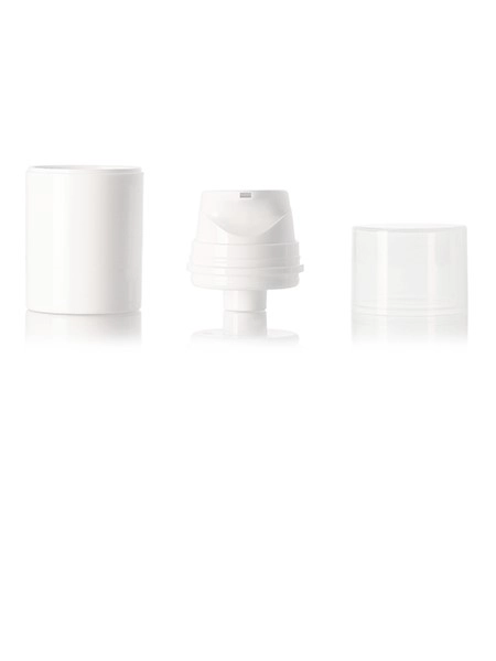 50 ml White PP Plastic Bottle and White PP Plastic Airless Pump – A487WHCL