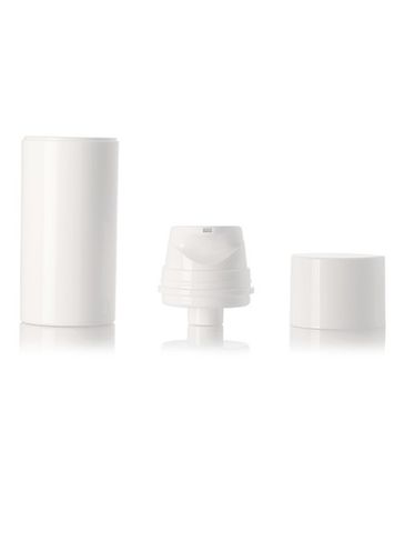 100 mL white PP plastic bottle and white PP plastic airless pump with white overcap (unassembled)