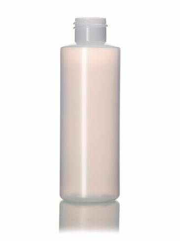 4 oz natural-colored HDPE plastic cylinder round bottle with 24-410 neck finish