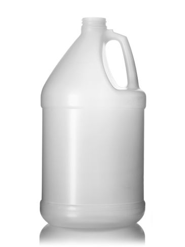 1 gallon natural-colored HDPE plastic industrial round bottle with 38-400 neck finish