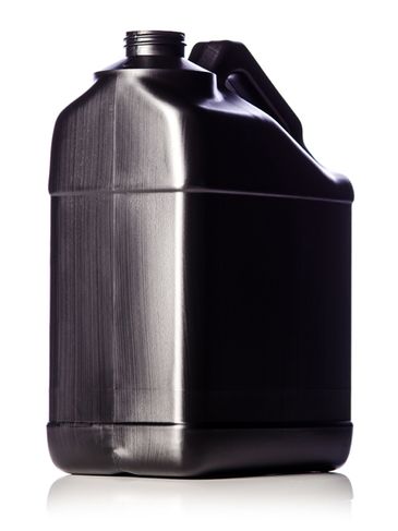 1 gallon black HDPE plastic f-style container with 38-400 neck finish