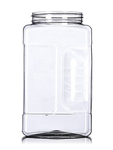 1 gallon clear PET plastic square grip container with 110-400 neck finish