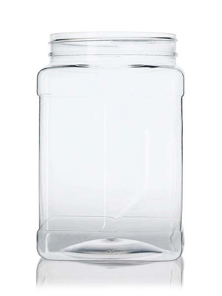 64 oz Clear PET Plastic Square Grip Container – B062CL