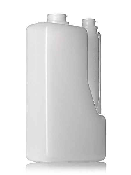 2 Liter Natural-Colored HDPE Plastic Twin-Neck Bottle (requires 2 Caps) – B074