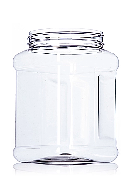 64 oz Clear PET Plastic Square Grip Container – B077