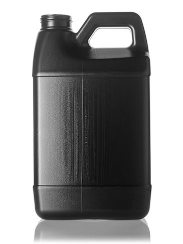 64 oz black HDPE plastic f-style container with 38-400 neck finish