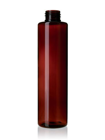6 oz amber PET plastic cylinder round bottle with 24-410 neck finish