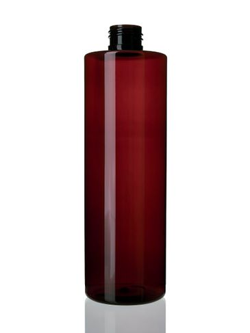 12 oz amber PET plastic cylinder round bottle with 24-410 neck finish