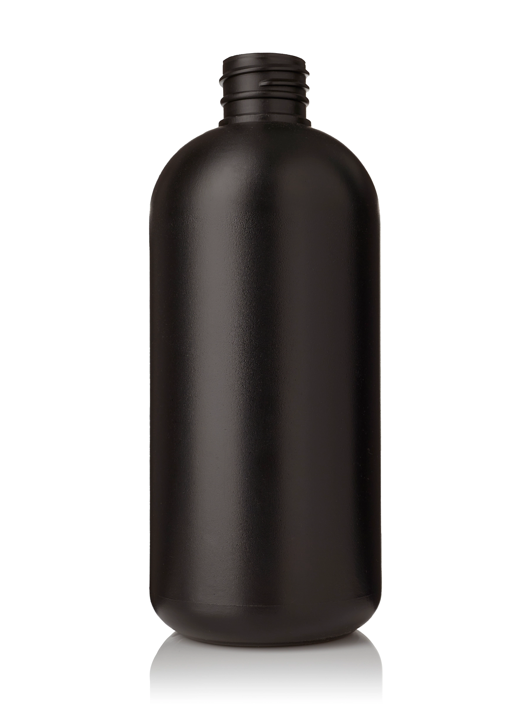 16 oz Black HDPE Plastic Boston Round Bottle – B1031BK