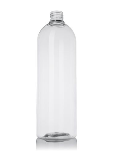 32 oz clear PET plastic cosmo round bottle with 28-410 neck finish