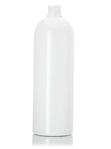 32 oz white PET plastic cosmo round bottle with 28-410 neck finish