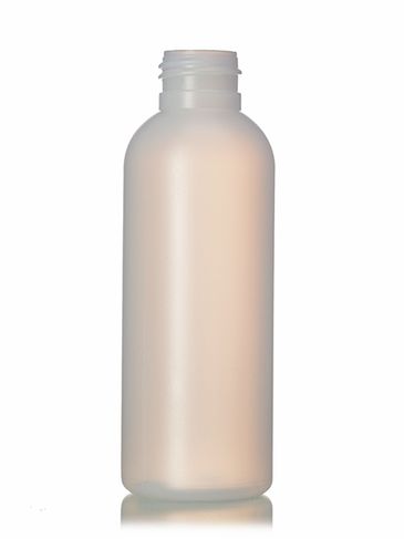 4 oz natural-colored HDPE plastic cosmo round bottle with 24-410 neck finish