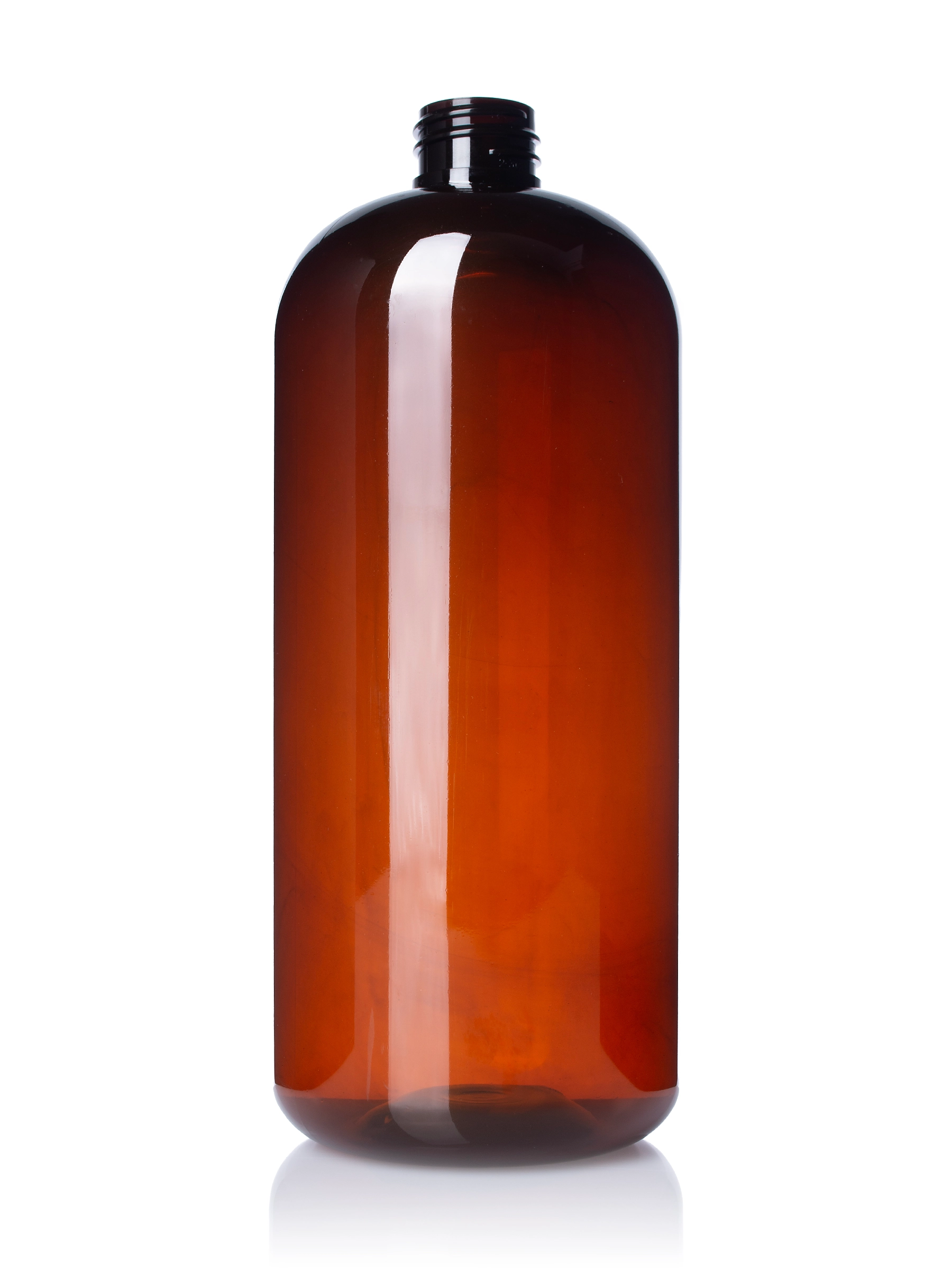 32 oz Amber 100% PCR PET Plastic Boston Round Bottle – B115AMPCR100