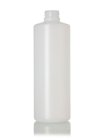 16 oz natural-colored HDPE plastic cylinder round bottle with 28-400 neck finish