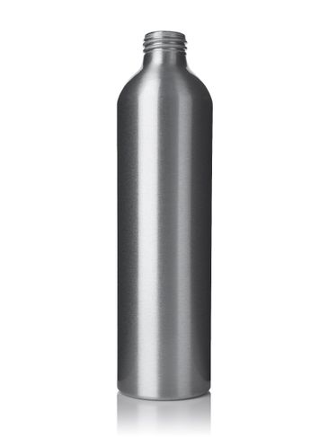 8 oz silver aluminum bullet round bottle with 24-410 neck finish