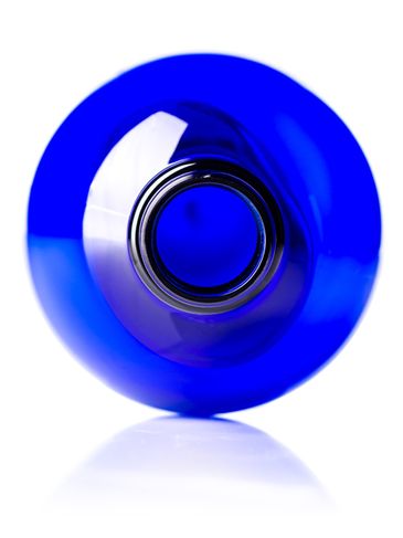 32 oz cobalt blue PET plastic cosmo round bottle with 28-410 neck finish