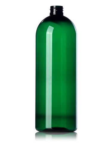 32 oz green PET plastic cosmo round bottle with 28-410 neck finish