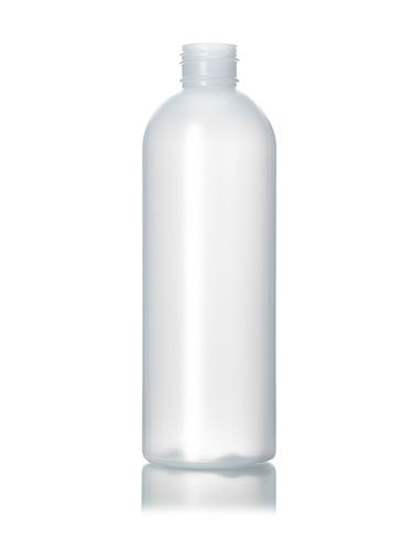 8 oz natural-colored HDPE plastic royal round bottle with 24-410 neck finish