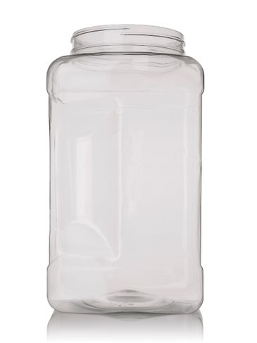 1 gallon clear PET plastic square grip container with 110-400 neck finish