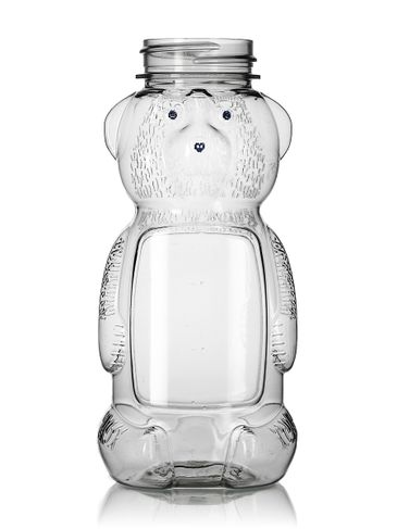 8 oz clear PET plastic honey bear bottle (12 oz of honey) with 38-400 neck finish