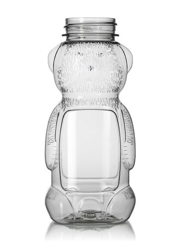 8 oz clear PET plastic honey bear bottle (12 oz of honey) with 38-400 neck finish