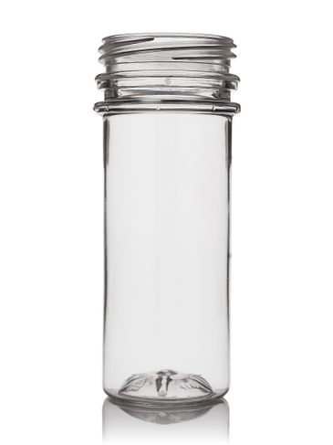 2 oz clear PET plastic cylinder round bottle with 38 DBJ neck finish