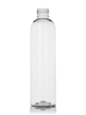 8 oz clear PET plastic cosmo round bottle with 24-410 neck finish