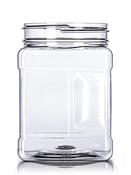 32 oz Clear PET Plastic Square Grip Container – B124