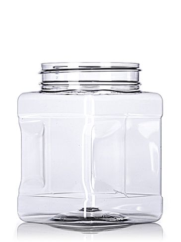 32 oz clear PET plastic square grip container with 89-400 neck finish