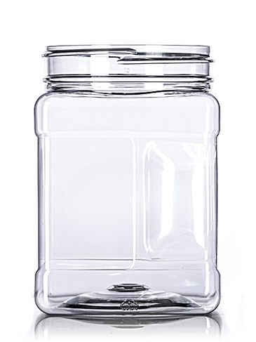 32 oz clear PET plastic square grip container with 89-400 neck finish