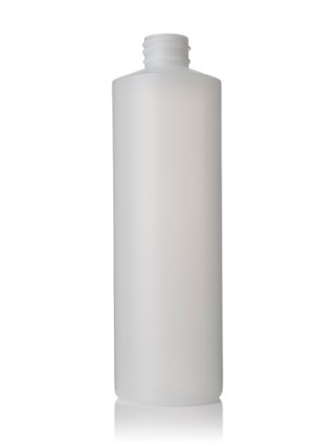 16 oz natural-colored HDPE plastic cylinder round bottle with 28-410 neck finish