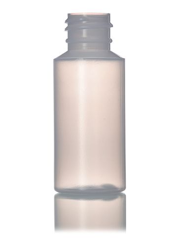 1 oz natural-colored LDPE plastic tall cylinder round bottle with 20-410 neck finish
