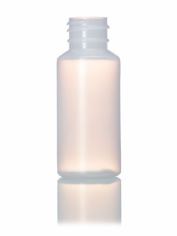 1 oz natural-colored HDPE plastic cylinder round bottle with 20-410 neck finish