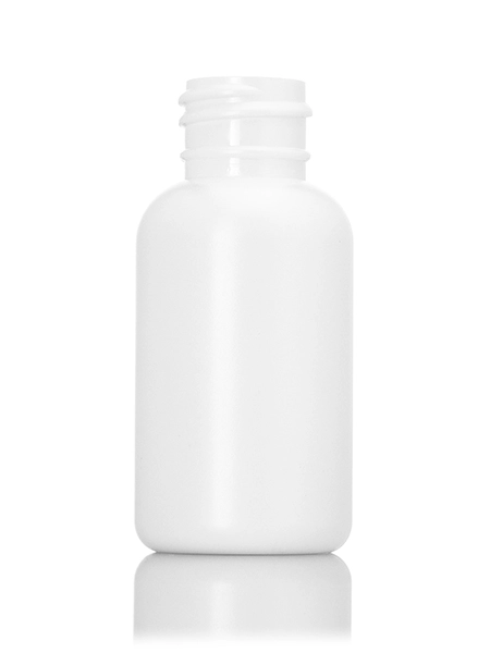 1 oz White HDPE Plastic Boston Round Bottle – B1284WH