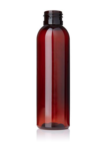 4 oz amber PET plastic cosmo round bottle with 24-410 neck finish