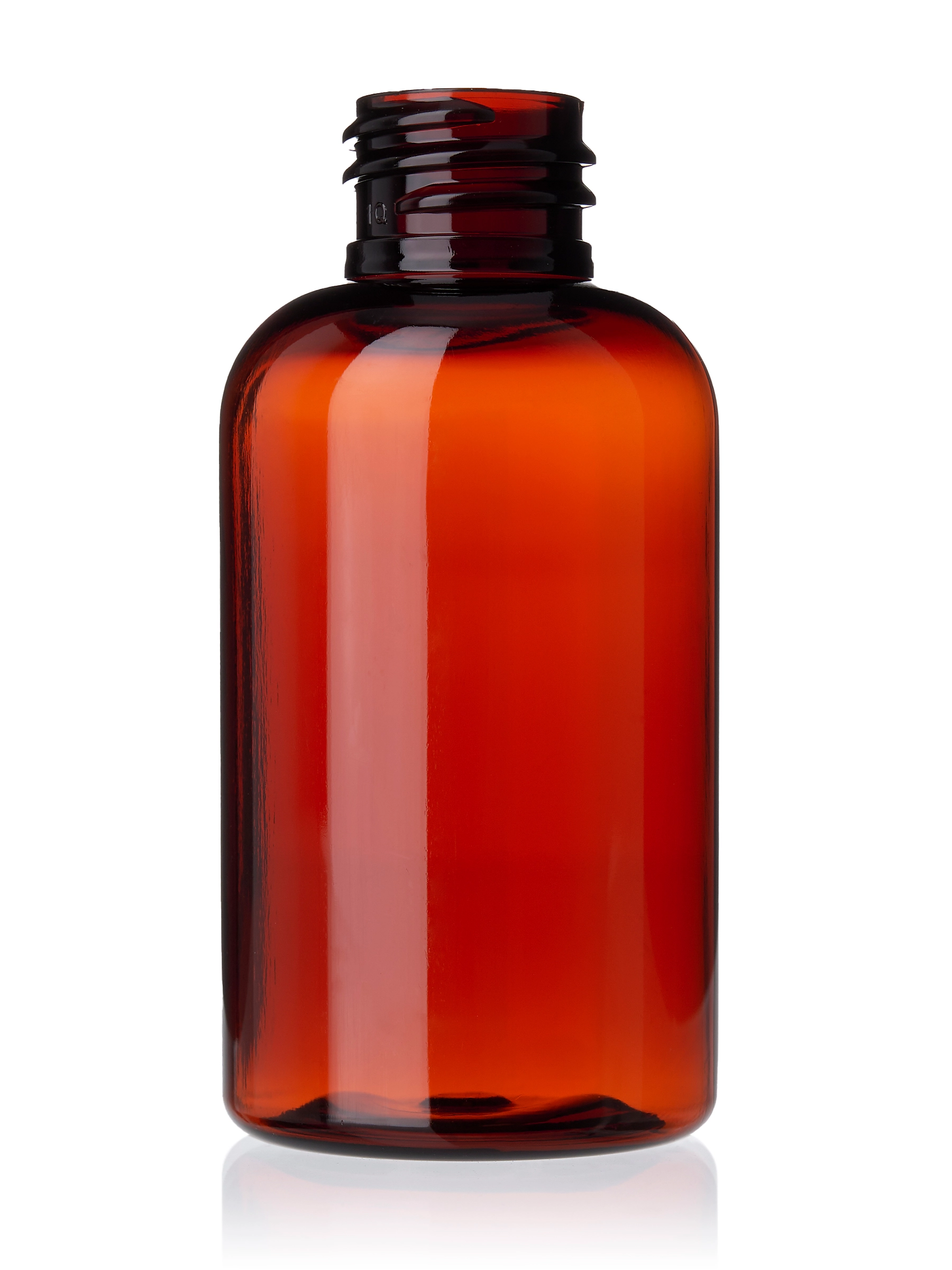 2 oz Amber PET Plastic Squat Boston Round Bottle – B1302AM