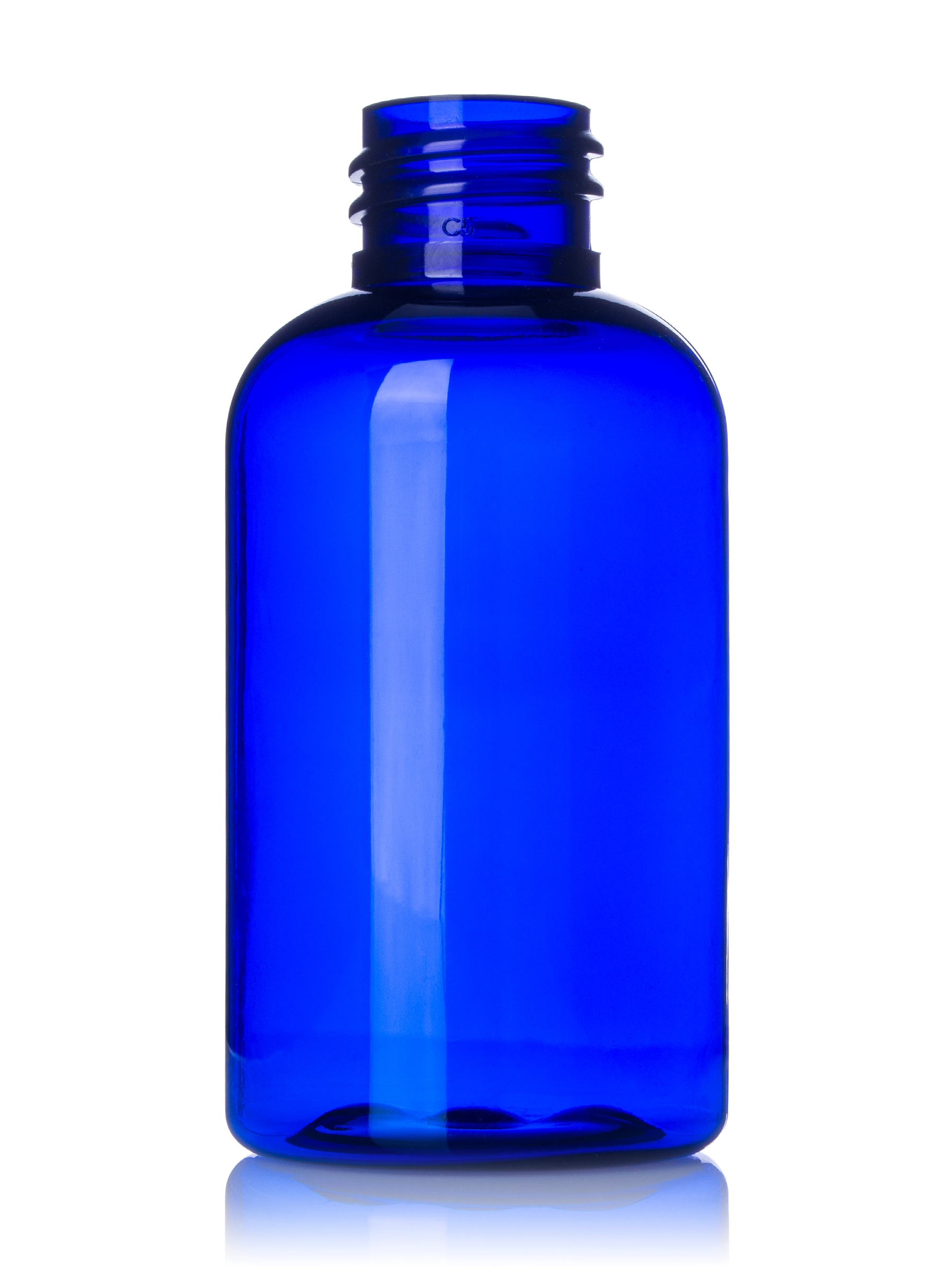 2 oz Cobalt Blue PET Plastic Squat Boston Round Bottle – B1302BL