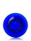 2 oz cobalt blue PET plastic squat boston round bottle with 20-410 neck finish
