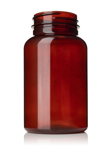 225 cc amber PET plastic pill packer bottle with 45-400 neck finish