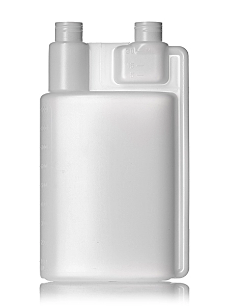 32 oz Natural-Colored HDPE Plastic Twin-Neck Bottle (requires 2 Caps) – B132