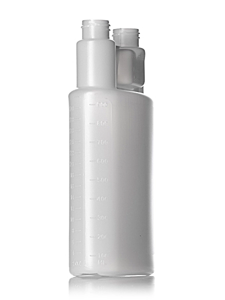 32 oz Natural-Colored HDPE Plastic Twin-Neck Bottle (requires 2 Caps) – B132