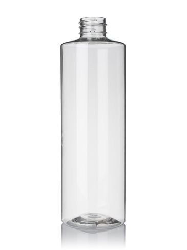 16 oz clear PET plastic cylinder round bottle with 28-410 neck finish