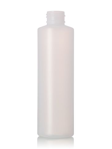 6 oz natural-colored HDPE plastic cylinder round bottle with 24-410 neck finish