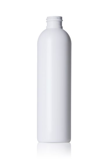 8 oz white HDPE plastic cosmo round bottle with 24-410 neck finish