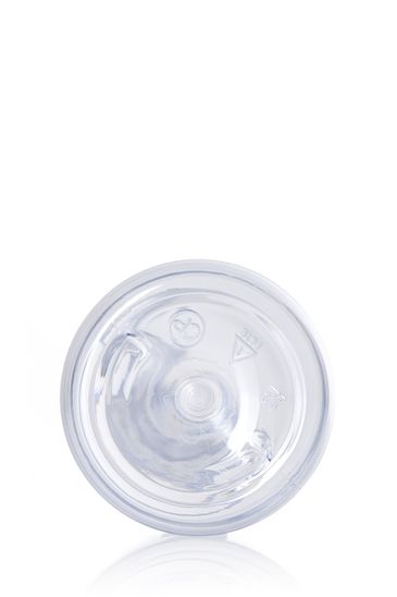 100 mL (3 oz) clear PET plastic boston round bottle with 24-410 neck finish