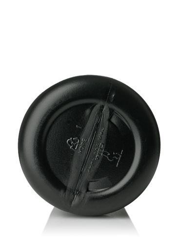32 oz black HDPE plastic 100 gram boston round buttress bottle with 38-430 neck finish