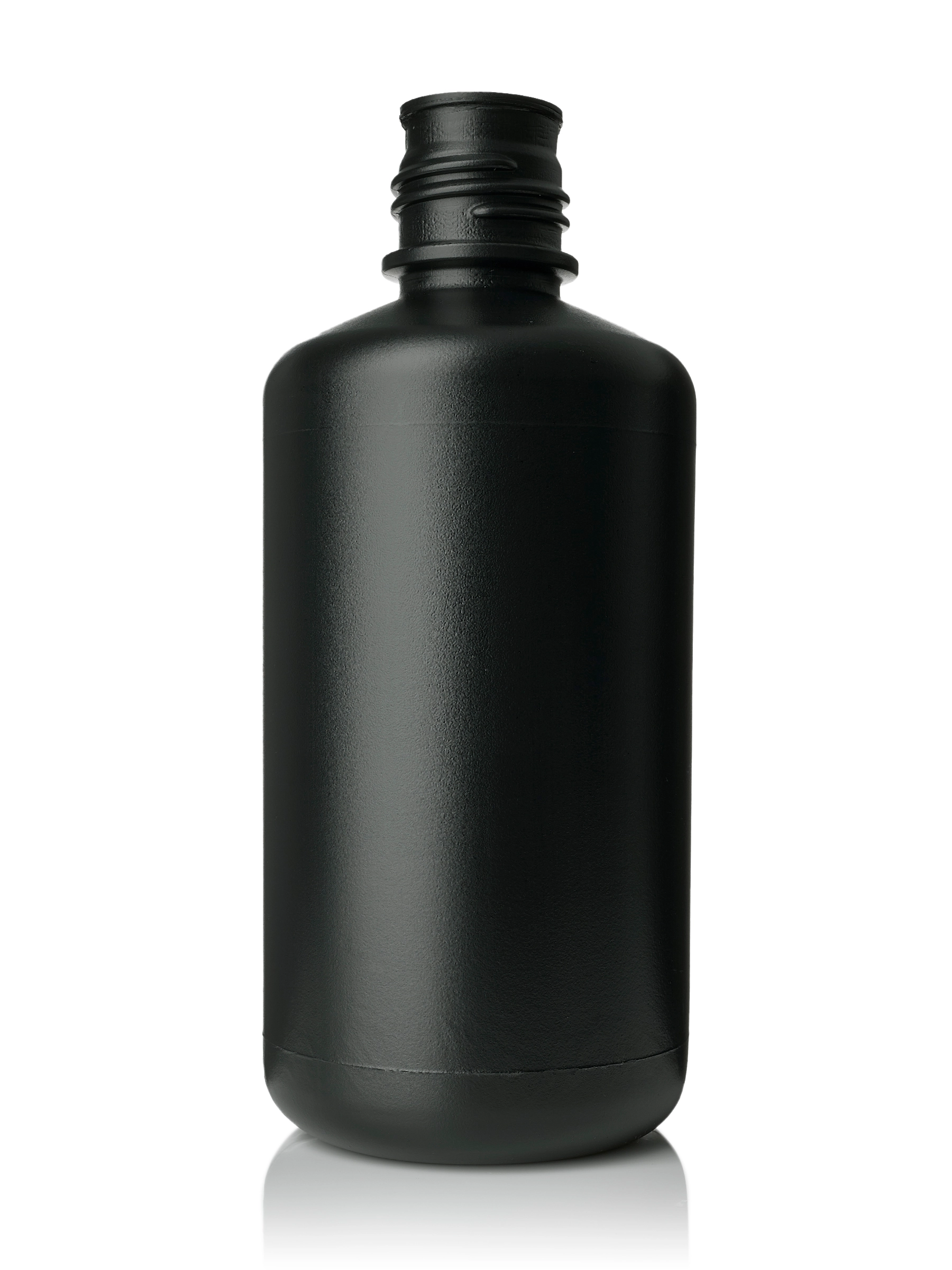 32 oz Black HDPE Plastic 100 Gram Boston Round Buttress Bottle – B1401BK