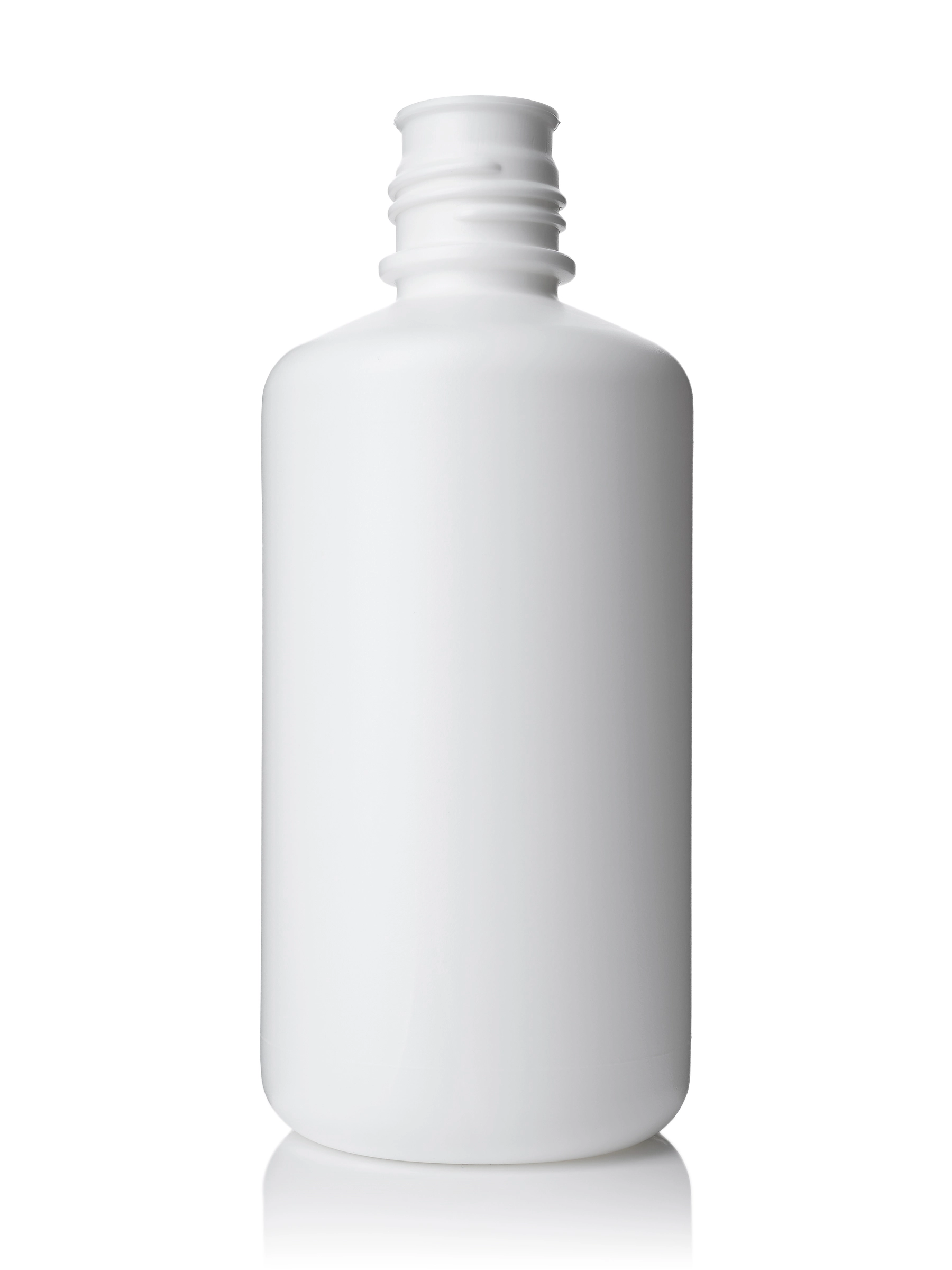 32 oz White HDPE Plastic 100 Gram Boston Round Buttress Bottle – B1401WH